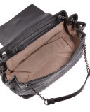 Small Madras Intrecciato Flap Shoulder Bag, Black