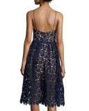 Azaelea Guipure-Lace Illusion Dress, Navy