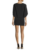 High-Waist Modern Mini Skirt, Black
