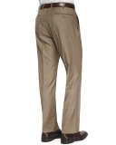 Benson Sharkskin Wool Trousers, Taupe