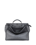 Metallic Monster Eyes Peekaboo Bag, Graphite