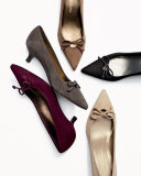 Lopanache Suede Kitten-Heel Pump, Bordeaux