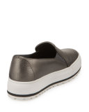 Monili-Trim Leather Platform Sneaker, Gunmetal