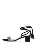 Elope Wrap & Tie Party Sandal, Silver/Black