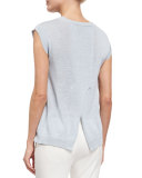 Sleeveless Monili-Striped Top, Light Blue