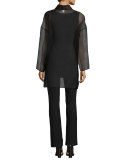Washable-Crepe Boot-Cut Pants, Black 