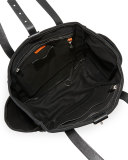 Leather-Trim Canvas Utility Tote Bag, Black