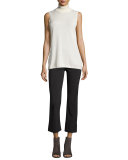 Leo Cropped Flare-Leg Pants, Black