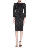 Paneled Subtle Floral Sparkle Knit Skirt