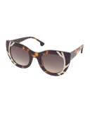 Delancey Cat-Eye Swarovski® Sunglasses, Brown Tortoise