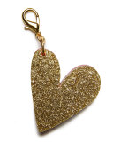 Heart Bag Charm, Gold/Red