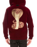 Velvet Cobra-Back Zip-Up Hoodie, Burgundy