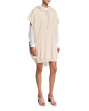 Oversized Hooded Cap-Sleeve Sweatshirt, Dark Beige