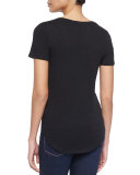 Short-Sleeve V-Neck Slub Jersey Tee, Black 
