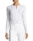 Zigzag Crewneck Cropped Cardigan, White