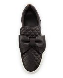 Women's 40mm Quilted Bow Skate Sneaker, Black