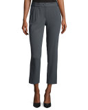 Elastic-Waist Ankle Pants, Dark Gray