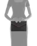 Leo Saffiano Zip-Trim Clutch Bag, Black