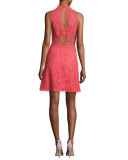 Arella Sleeveless Lace Dress, Coral