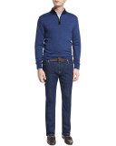 Five-Pocket Straight-Leg Denim Jeans, Indigo