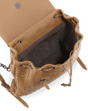 Medium Intrecciato Leather Backpack, Camel