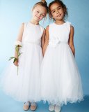 Sleeveless Embellished Satin & Tulle Special Occasion Dress, White, Size 5-14