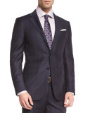 Tonal Plaid Two-Piece Suit, Navy