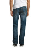 Geno Distressed Straight-Leg Jeans, Worn Mystic