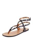Audrio Studded Multi-Strap Sandal, Black