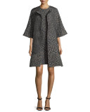 Sleeveless Jacquard A-Line Dress, Gray