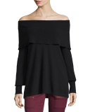 Bade Convertible Cowl-Neck Sweater, Caviar