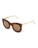 Boca Cat-Eye Sunglasses, Havana/Gold