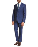 Track-Stripe Wool Two-Piece Suit, Bright Blue