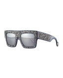 Mr. 3 AM Swarovski® Shield Sunglasses, Gray Crystal
