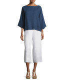 Rustic Frayed-Edge Top, Denim