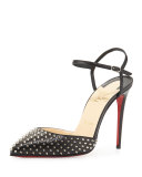 Biala Spike Leather Red Sole Pump, Black