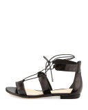 Brenda Eel Lace-Up Flat Sandal, Black