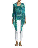 Lace Mosaic-Print Tulle Tank Top