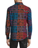 Star-Print Rainbow Gingham Sport Shirt, Multi