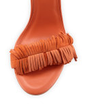 Pippi Suede Fringe Sandal, Tangerine