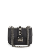 Lock Half-Flap Small Shoulder Bag, Black
