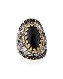 Silver & 18k Gold Spinel Oval Ring