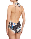 Sirene & Marinai Plunge-Neck Printed One-Piece Swimsuit
