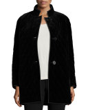 Quilted Velvet Raincoat, Black