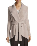 Alessandra Mixed-Stitch Belted Cardigan, Oatmeal Melange