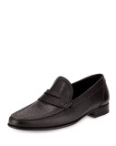 Perforated Leather Penny Loafer, Black