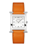 Heure H Watch on a Smooth Orange Calf Strap