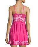 Italia Lace-Trim Babydoll, Hot Pink