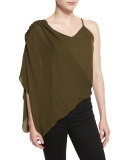 Silk Asymmetric Wrap Camisole, Military
