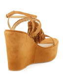 Tasselmania Suede Wedge Sandal, Camel